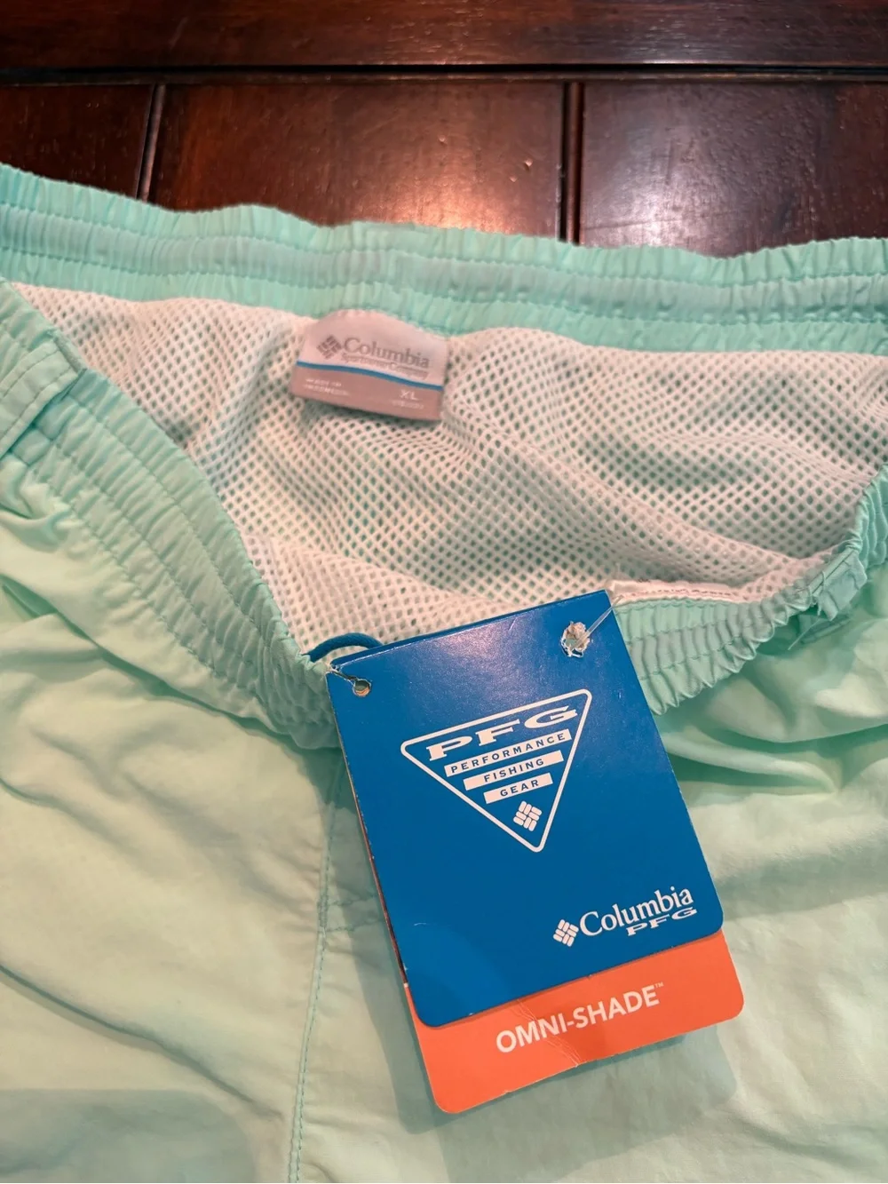 Columbia Mint Green PFG Omni-Shade Shorts/Swimsuit, Youth XL